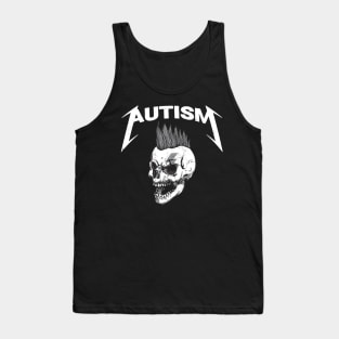 Autism Skull Punk Logo Parody Tank Top